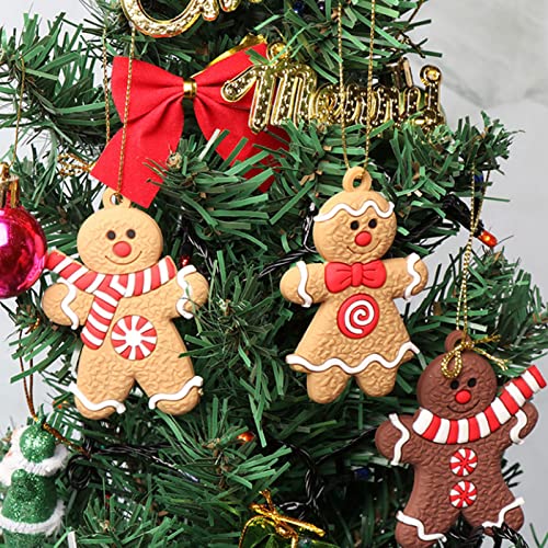 12 Piezas Decoración para árbol de Navidad, Adornos Arbol Navideños de Hombre de Jengibre, Colgantes de Jengibre con Cuerda, 4 Estilos