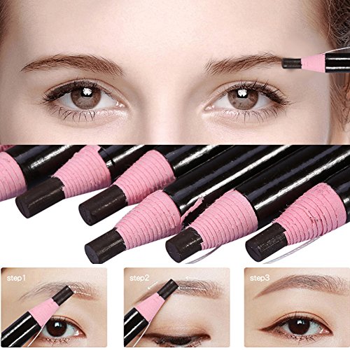 12 Unids/set Lápiz de cejas,Semi Permanente Waterproof Lápiz de Cejas Natural, Lápiz de cejas Microblading Cosmético Herramienta Pluma de Maquillaje de Belleza(café)