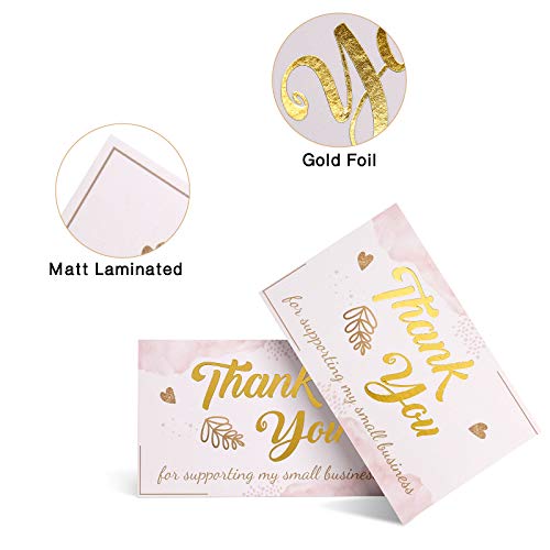 120 Thank You for Supporting My Small Business Cards (3.5 x 2 pulgadas), Blush Pink Gold Theme Nota de apreciación del cliente para online, productos hechos a mano, insertos del paquete