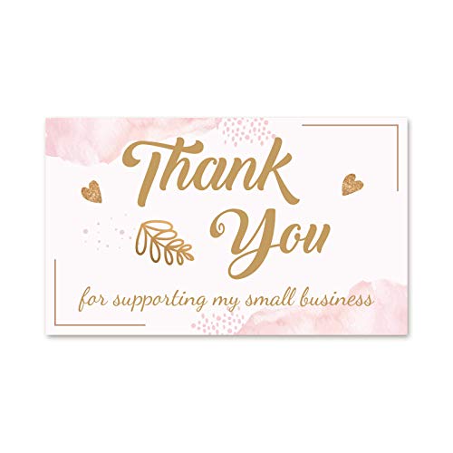 120 Thank You for Supporting My Small Business Cards (3.5 x 2 pulgadas), Blush Pink Gold Theme Nota de apreciación del cliente para online, productos hechos a mano, insertos del paquete