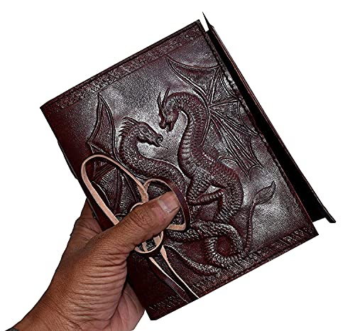 18 Cm Libreta Notas Cuaderno Hojas Diario Album Hecho a Mano Con Cubierta De Cuero Libro en Blanco Grimoire Dibujo Regalo Para Artistas Dragón leather journal notebook diary grimoire Dragon relieve