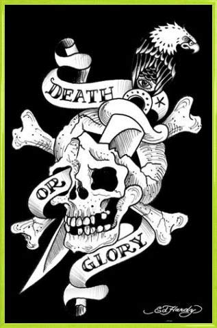 1art1 Ed Hardy Póster con Marco (Plástico) - Death Or Glory (91 x 61cm)