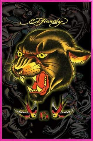 1art1 Ed Hardy Póster con Marco (Plástico) - Panther 13 (91 x 61cm)