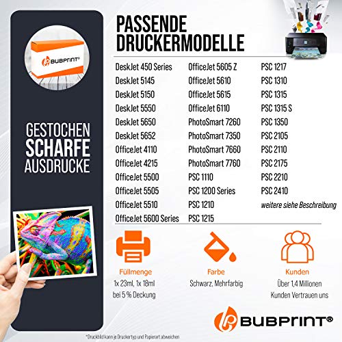 2 Bubprint Cartuchos de Tinta Compatible para HP 56 57 para DeskJet 5150 5550 5600 5650 5652 OfficeJet 5510 PhotoSmart 7760 PSC 1110 1200 1210 1215 1310 1315 1315S 1350 2410