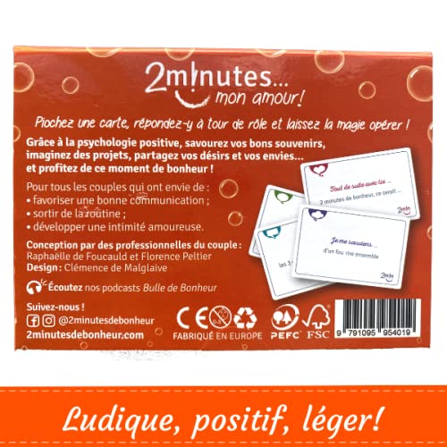 2 minutes... mon amour !: Le jeu qui oxygène votre couple. Un jeu de 52 cartes facile, simple et positif dédié à votre couple