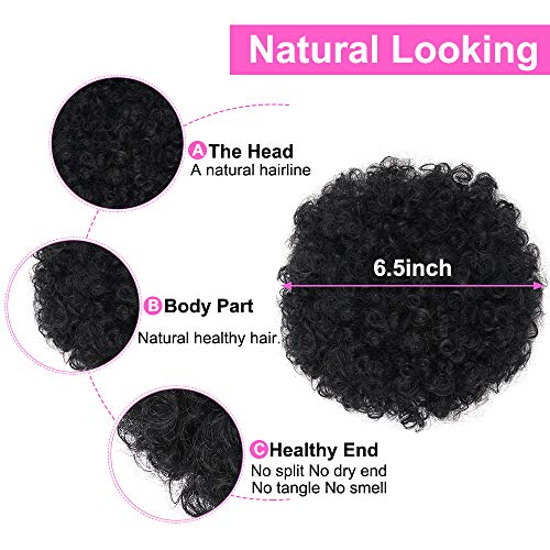 2 piezas Black Drawstring Afro Puff Hair Bun Sintético Kinky Curly Ponytails Wrap Updo Extensiones de cabello Clip en postizos de cola de caballo para mujeres negras