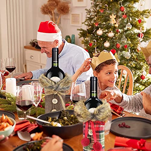 2 Piezas Bolsas Botellas Vino Navideñas,Decoración Cubierta Botella Vino,Suéter Botella Vino Navidad,Bolsas de Vino Tinto para Vestir,Ideal para Navideñas la Decoración del Partido Mesa de Cena (A)