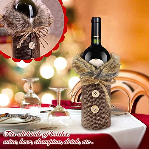 2 Piezas Bolsas Botellas Vino Navideñas,Decoración Cubierta Botella Vino,Suéter Botella Vino Navidad,Bolsas de Vino Tinto para Vestir,Ideal para Navideñas la Decoración del Partido Mesa de Cena (A)