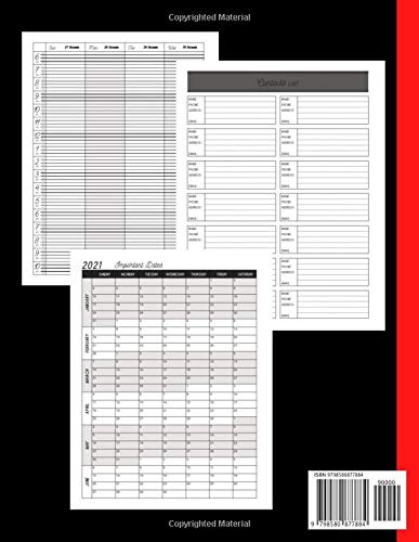 2021 Daily Appointment Book For Chiropractor: Chiropractic Client Hourly Schedule Notebook - Important Dates, Weekly View, Contact List, 15 Minutes ... Pages(6am - 10pm) - Gifts For Chiropractors