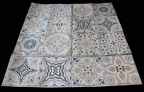 24 adhesivos para azulejos de pared, color gris y blanco, impermeables, 10,16 x 10,16 cm, para cocina, baño, azulejos de vinilo, 10 x 10 cm, acabado mate, estilo victoriano