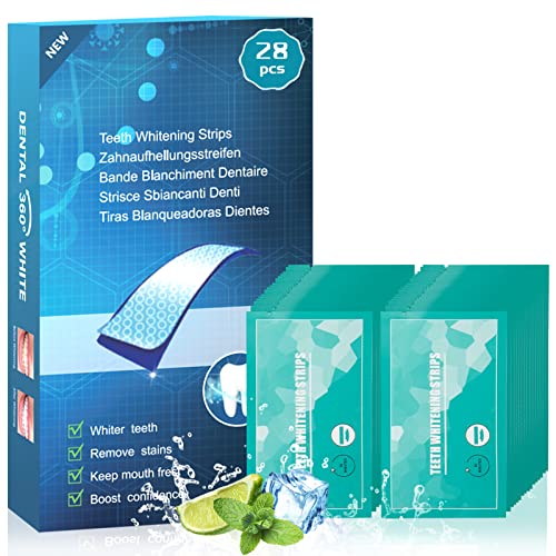 28 Piezas Tiras Blanqueadoras Dientes Antisensible, Kit Avanzado de Teeth Whitening Antideslizante, Whitening Strips de Acción Rápida de 30 Minutos, Elimina Fácilmente las Manchas yel Mal Aliento