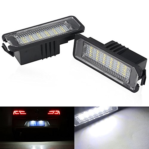 2Pcs Xenon Blanco 18 SMD Licencia número Placa Luz, Lámpara de La Luz de La Matrícula del Coche LED Super Brillante 6000K Para Golf GTI CC Eos Scirocco Beetle Phaeton Rabbit Passat