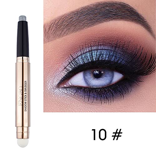 3 barras de sombra de ojos metálicas, lápiz de sombra de ojos brillante, lápiz de sombra de ojos en crema suave con brillo, maquillaje de ojos resaltador nacarado # azul + verde