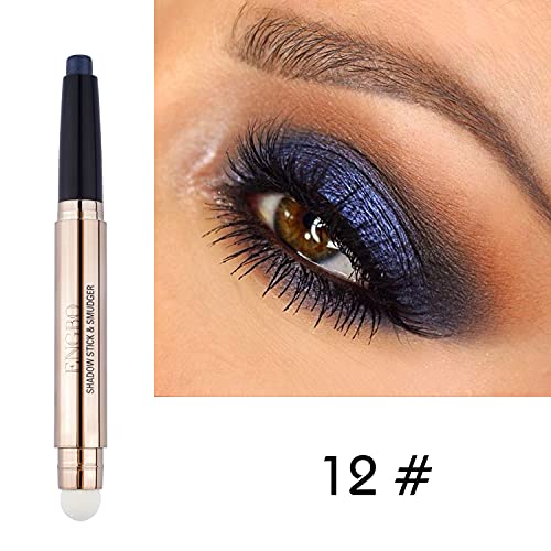 3 barras de sombra de ojos metálicas, lápiz de sombra de ojos brillante, lápiz de sombra de ojos en crema suave con brillo, maquillaje de ojos resaltador nacarado # azul + verde