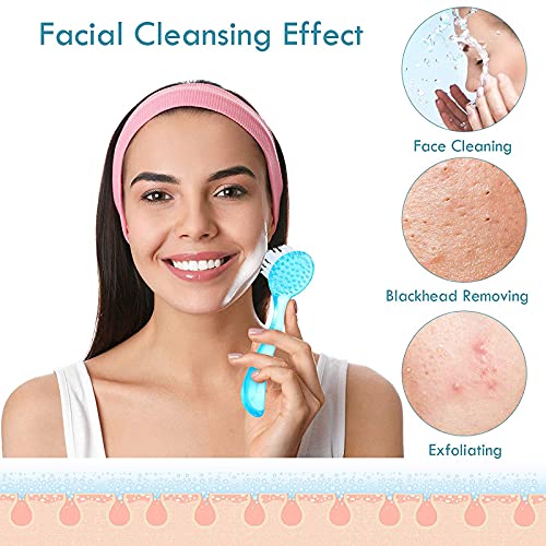 3 Cepillos de Limpieza Facial Depuradores Faciales con Mango Acrílico Cepillo Limpiador Exfoliante de Cerdas Suaves Cepillo de Exfoliación Fregado para Cuidado de Piel (Rosa, Morado, Azul)