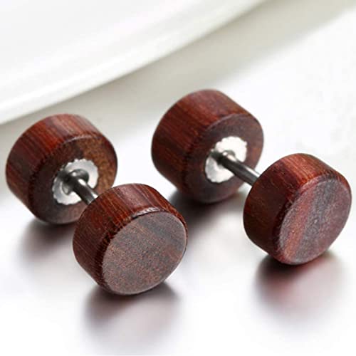 3 Pares Pendientes de Madera de Acero Inoxidable, Madera y Acero Inoxidable Pendientes Hombre Mujer Unisex, Pendientes de Madera de coco 8mm