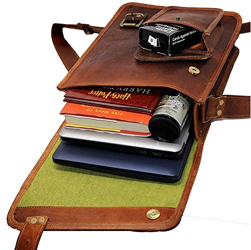 33 Cm Bolso Bandolera Laptop Bag Bolsa De Hombro Cuerpo Cruzado Grande para Mensajero Mensajeria De Cuero Piel Marron Portatil Notebook Bag College Office Hombre Y Mujer Leather Messenger Bag