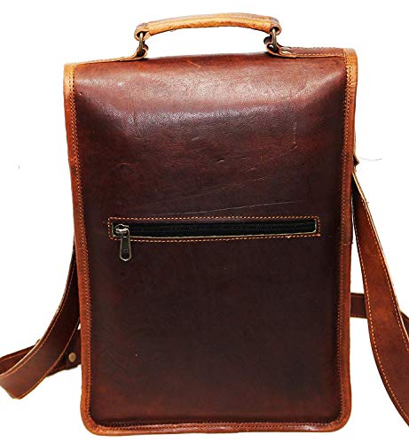 33 Cm Bolso Bandolera Laptop Bag Bolsa De Hombro Cuerpo Cruzado Grande para Mensajero Mensajeria De Cuero Piel Marron Portatil Notebook Bag College Office Hombre Y Mujer Leather Messenger Bag