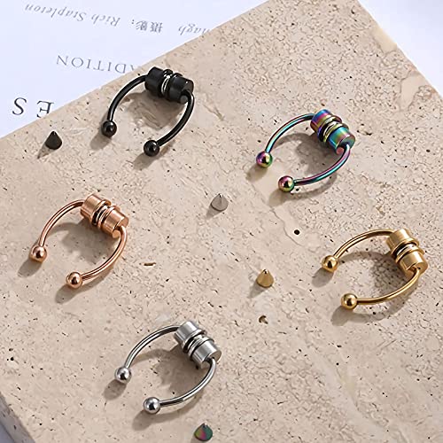 5 piezas anillo de nariz de acero inoxidable magnético herradura sin joyería piercing anillo de nariz falso tabique magnético anillos de nariz Clip en la nariz anillos de aro nariz