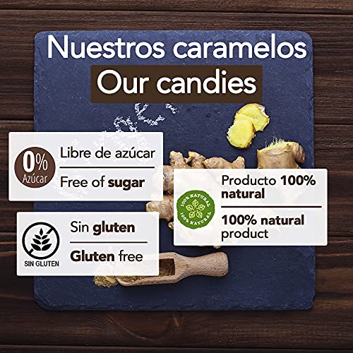 500 g - Caramelos (Sin Azúcar) con miel y jengibre. Sin alergenos. Recomendado para el mal aliento, el aparato bucal y la garganta