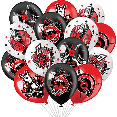 54 Decoraciones de Fiesta de Rock and Roll Globos con Tema Musical de 12 Pulgadas Suministros de Fiestas de Primer Cumpleaños para Niños y Bebés Favores de Fiesta de Rock de Los Años 50 60