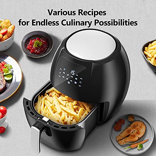 7L Freidora sin Aceite, 1800W Freidora de Aire Pantalla LED Táctil, Air Fryer con Función Mantener Caliente 7 Programas Preestablecido, Temperatura y tiempo Ajustable, Sin BPA ni PFOA