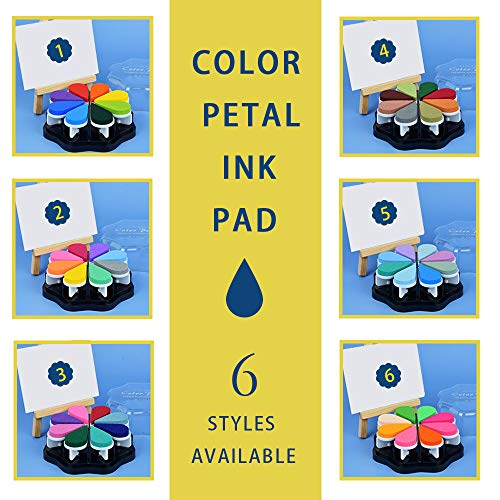 8 colores de punta de pétalo, almohadilla de tinta para manualidades, sello de tinta de dedo para niños, almohadilla de tinta de goma arcoíris para hacer tarjetas (estilo 4)