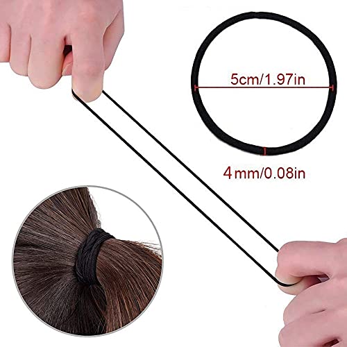 80 Piezas Goma de Pelo Banda Elástica de Pelo, 4mm Elástica Negra de Cinta para grueso pelo