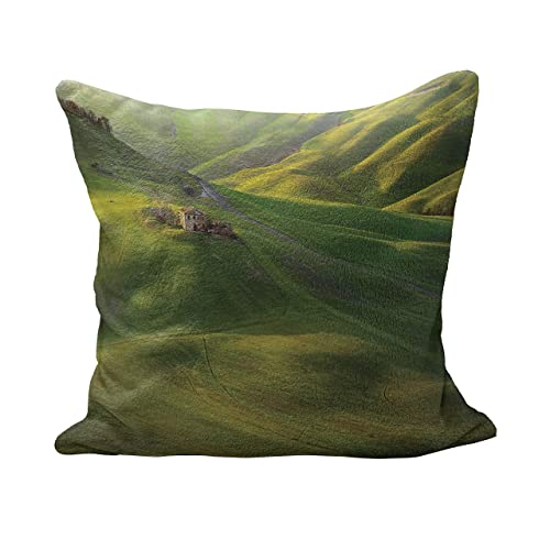 945 Funda De Cojín Toscano, Colinas De La Toscana, Paisaje De Puesta De Sol, Prado Verde, Agricultura, Campo, Casa De Campo, Tema Fundas De Almohada Suave Sofá Fundas para Cojines 45X45Cm