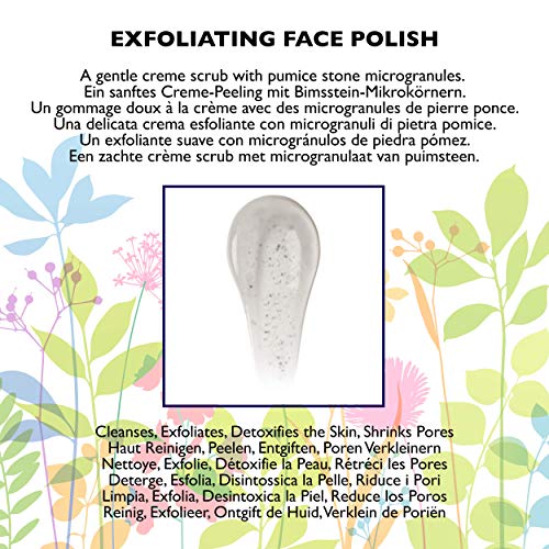 99% Natural GEL FACIAL EXFOLIANTE - con PÓMEZ, ALOE VERA, LAVANDA & GERANIO - 100g de AMOR FLORUM. Exfolia Suavemente, Abre los Poros, Ilumina el Cutis. pH 5,5 para Pieles Sensibles y Delicadas.