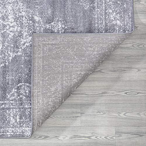 A2Z Rug |Alfombra de Salón Gris Moderna Rectangular|tamaño: 120x170 CM| Blanco Gris Obscuro Crema|para Suelo Estudio Sótano Cocina|De Diseño Geometrico con medallón y Flores con Pelo Corto