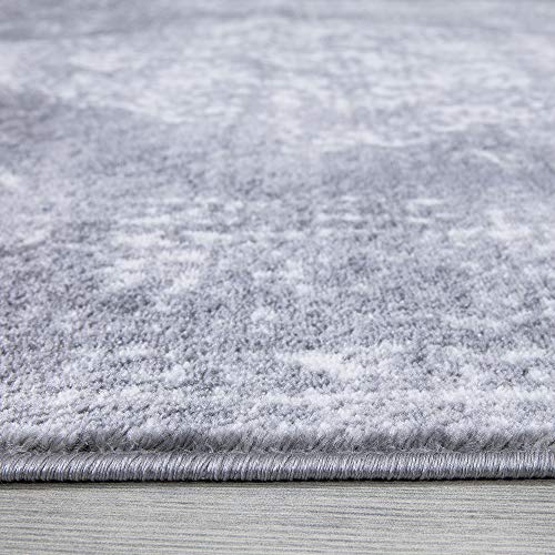 A2Z Rug |Alfombra de Salón Gris Moderna Rectangular|tamaño: 120x170 CM| Blanco Gris Obscuro Crema|para Suelo Estudio Sótano Cocina|De Diseño Geometrico con medallón y Flores con Pelo Corto