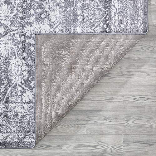 A2Z Rug |Alfombra de Salón Gris Moderna Rectangular|tamaño: 120x170 CM| Blanco Gris Obscuro|para Suelo Estudio Sótano Cocina|De Diseño Geometrico con Flores con Pelo Corto