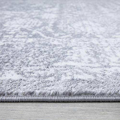 A2Z Rug |Alfombra de Salón Gris Moderna Rectangular|tamaño: 120x170 CM| Blanco Gris Obscuro|para Suelo Estudio Sótano Cocina|De Diseño Geometrico con Flores con Pelo Corto