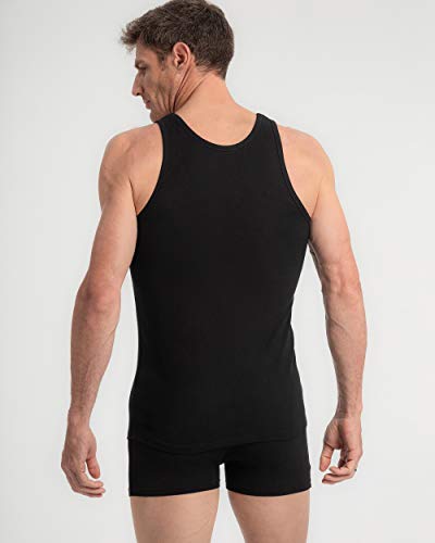 Abanderado Camiseta Sport de Tirantes Suavidad Real algodón Peinado, Negro (Negro 002), Large (Tamaño del Fabricante:L/52) para Hombre