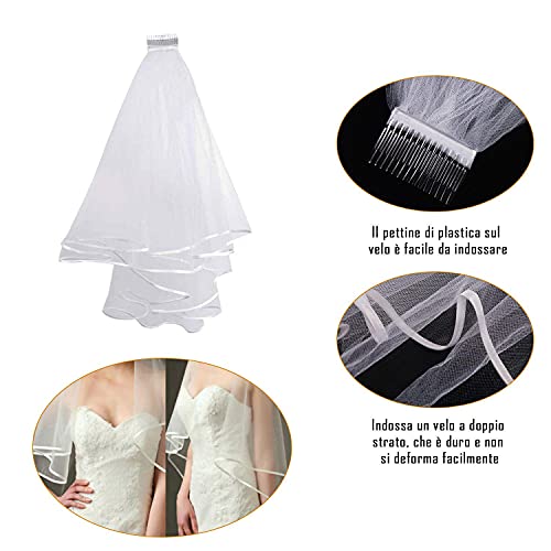 Accessori per Addio al Nubilato，Matrimonio gadget，velo bianco con il pettine,Nastri di nozze，Occhiali rosa， sposa di essere fascia, giarrettiera, , Fasce di capelli，Tatuaggio temporaneo,Bride to be