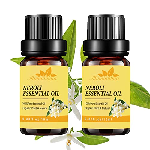 Aceites esenciales neroli orgánico para difusor 100% puro aceites fragancia neroli plantas aceites aromaterapia neroli grado terapéutico 2x10ml juego aceites esenciales flores para piel,masaje,sueño