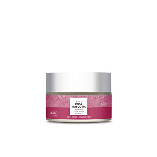 Active Sensory Crema de Rosa Mosqueta - Crema Facial con Aceite de Rosa Mosqueta y Ácido Hialurónico y Aloe Vera para Nutrir la Piel, Reforzar la Elasticidad y Prevenir la Aparición de Manchas - 50 ml