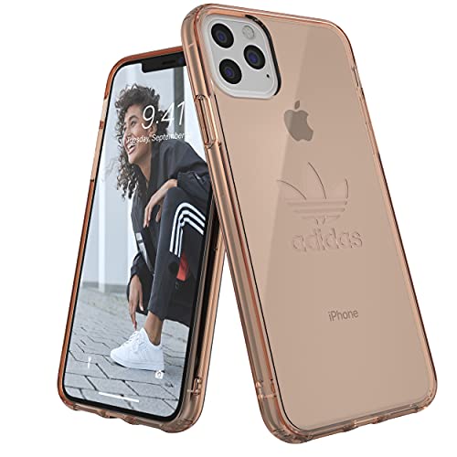 adidas Funda Original Compatible con iPhone 11 Pro MAX, Gran Logotipo Impreso Transparente, Color Oro Rosa