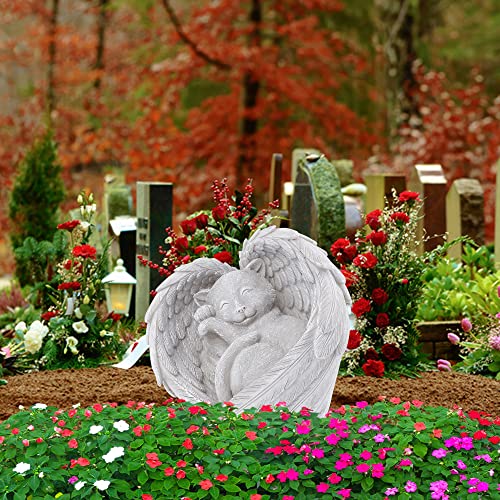 Aedcbaide Piedra conmemorativa para mascotas, lápida conmemorativa para mascotas, tumba para mascotas, devoción para perros y gatos, piedra de memoria para jardín(gato)