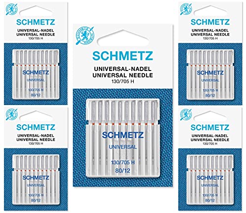 Agujas para Máquina de Coser Schmetz - Universal (Regular / Ordinario), Tamaño: 80/12 - Paquetes de 10: 5 Paquetes por el Precio de 4 - Bulk Descuento Deals para Gran Ahorro - hasta 30 Agujas GRATIS