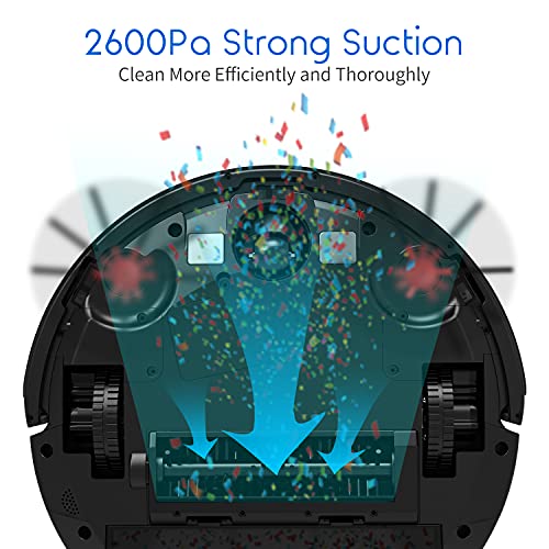 AIRROBO Robot Aspirador,2600Pa Aspirador Robot, WiFi/Alexa/App, 5 Modos, 140Mins Autonomía, Carga Automática, Delgada y Silenciosa,Ideal para Pelo de Animales, alfombras y Suelos Duros(P10-2600Pa)