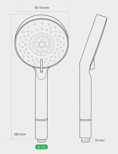 Aitsite Alcachofa de Ducha 3 Modos Cabezal Ducha con Alta Presiòn Universal Cabezal de Ducha Ahorro de Agua con Anticalcáreo y Diseño ecológico Amplia cobertura de pulverización Cromado