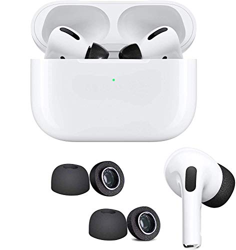 Almohadillas de espuma viscoelástica para auriculares in-ear compatibles con AirPods Pro para evitar caídas, 2 pares (mediano), color negro