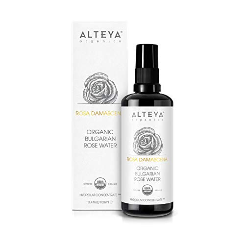 Alteya Organic Agua Floral de Rosa (Rosa Damascena) 100 ml – Spray (Vidrio) - 100% Puro Natural Bio Producto con Certificado USDA, Vendido Directamente por el Cultivador y Destilador Alteya Organics