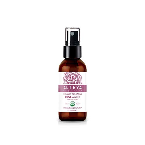 Alteya Organic Agua Floral de Rosa (Rosa Damascena) 60 ml - Spray (Vidrio) - 100% Puro Natural Bio Producto con Certificado USDA