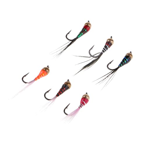 Amagogo 6 Piezas de Clasificación Dry/Nymph/Streamer Moscas de Pesca con Mosca Surtido de Moscas de Trucha