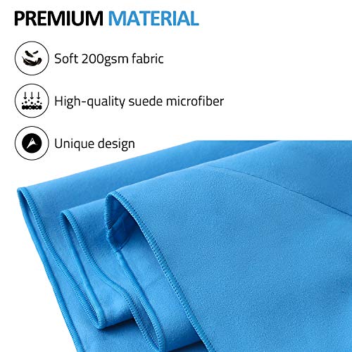 Amazon Brand - Eono Toalla de Microfibra para Llevar al Gimnasio, a la Playa, de Camping, de Viaje, de Natacion, o de Vacaciones. Secado rápido, Superabsorbente, Ultracompacta - Azul, 100x50cm