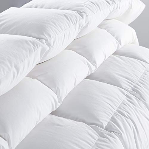 Amazon Brand-Umi Edredón nórdico de Pluma y plumón de Ganso Blanco con Funda 100% de algodón Impermeable (13,5 TOG, 135x200cm-cama 80)