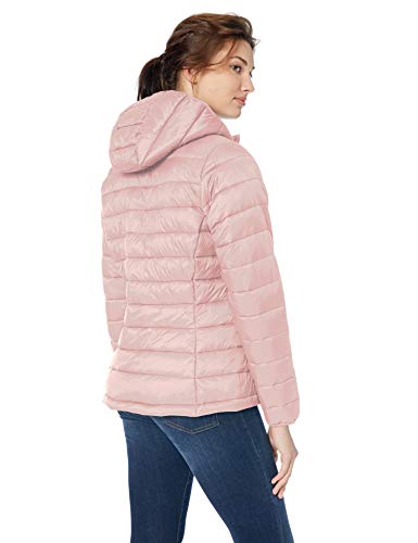 Amazon Essentials - Chaqueta acolchada con capucha para mujer, plegable, ligera y resistente al agua, Rosa (light pink), US XS (EU XS-S)